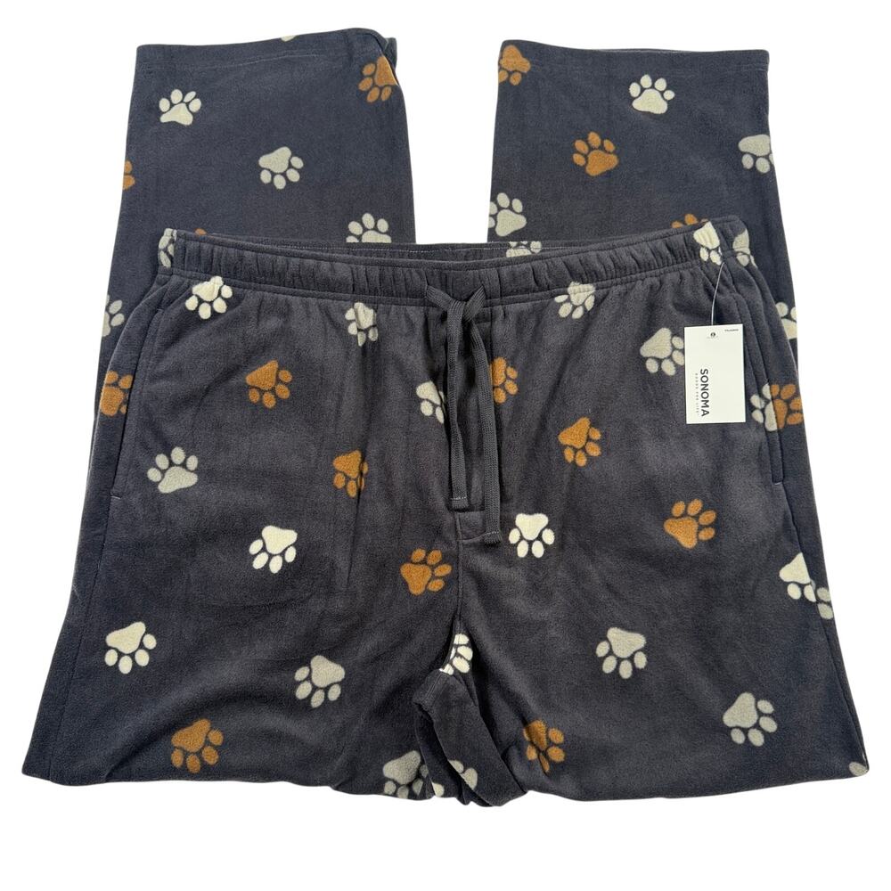 Sonoma Paw Print Pajama Pants Mens XL Microfleece Lounge Sleep NWT